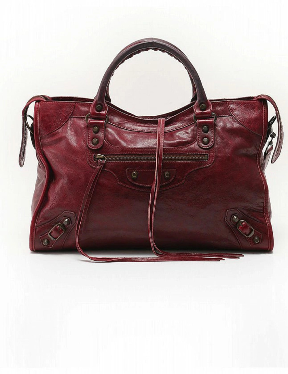 Balenciaga The City Editors Handbag Shoulder Bag Leather Bordeaux Purple